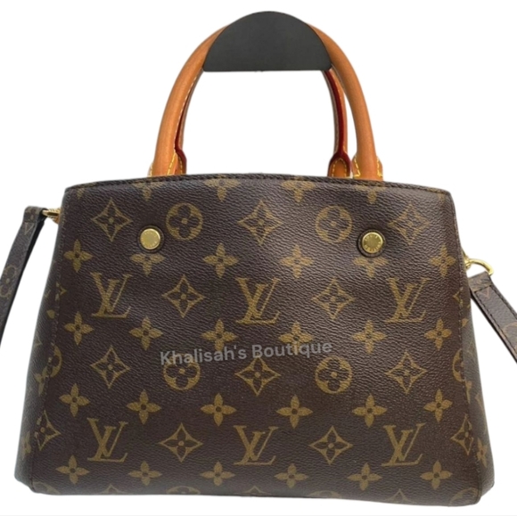 Like New! AUTHENTICATED Louis Vuitton Montaigne Top Hand Bag Brown Canvas LV - Picture 6 of 16